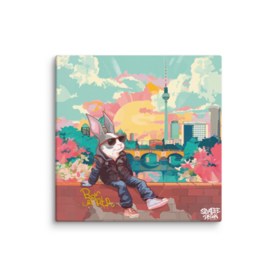 Hauptstadt-Hase: Sonnenuntergang über der Spree - Leinwand