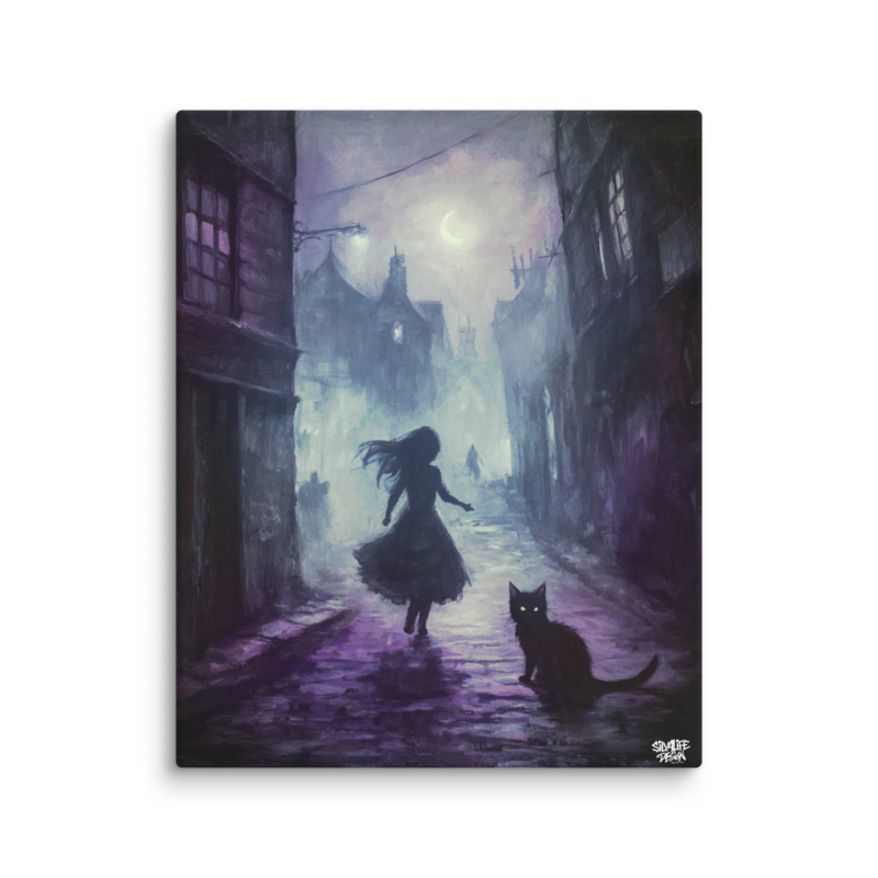 „The Cat’s Lullaby“ Leinwand – Magische Nacht voller Geheimnisse