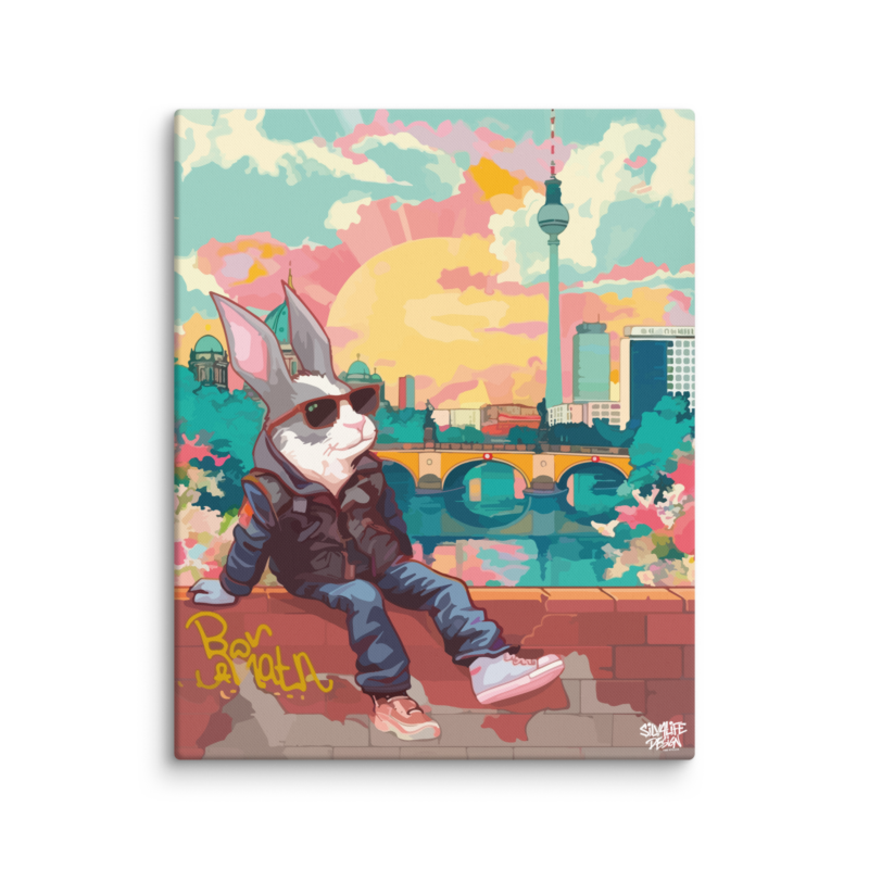 Hauptstadt-Hase: Sonnenuntergang über der Spree - Leinwand