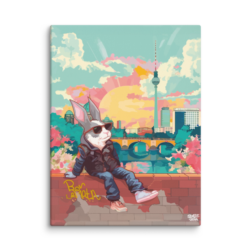 Hauptstadt-Hase: Sonnenuntergang über der Spree - Leinwand