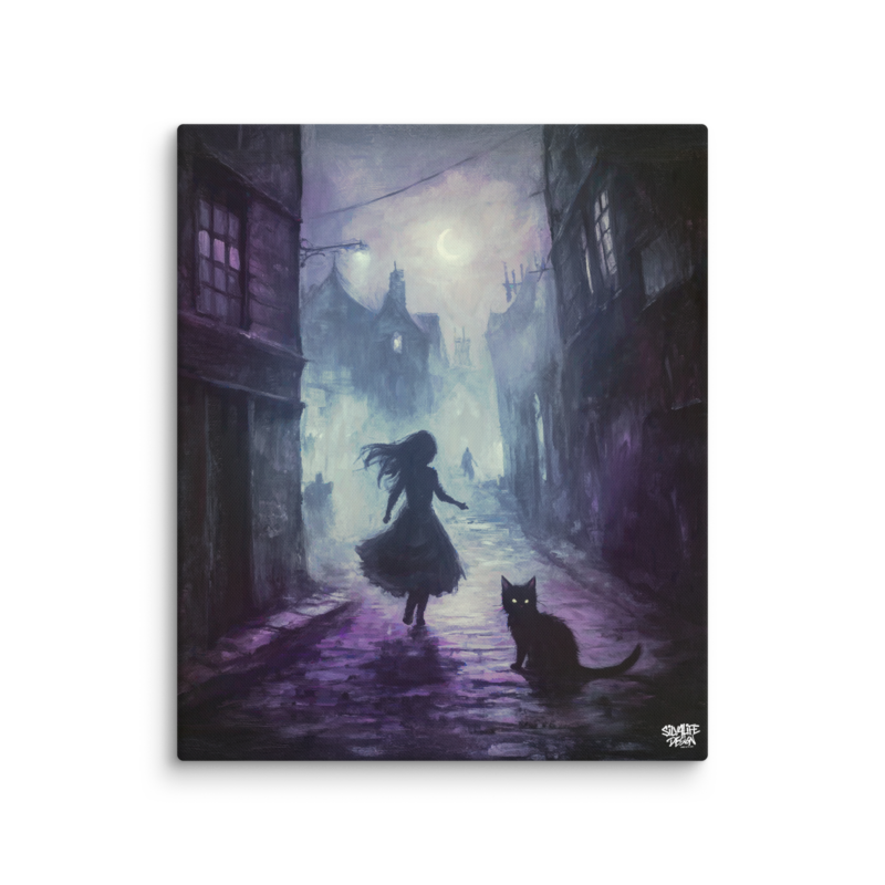 „The Cat’s Lullaby“ Leinwand – Magische Nacht voller Geheimnisse