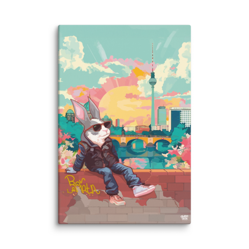 Hauptstadt-Hase: Sonnenuntergang über der Spree - Leinwand